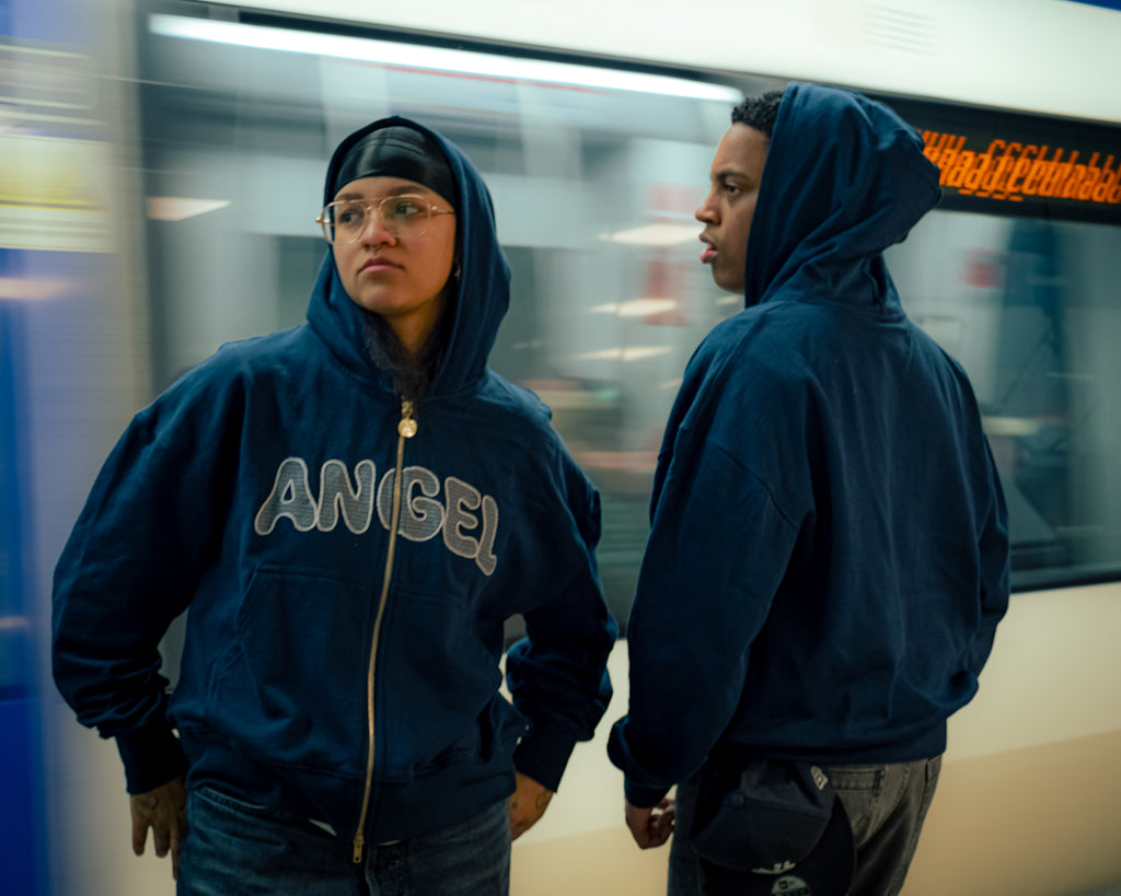 Angel Zip-Up Hoodie Navy